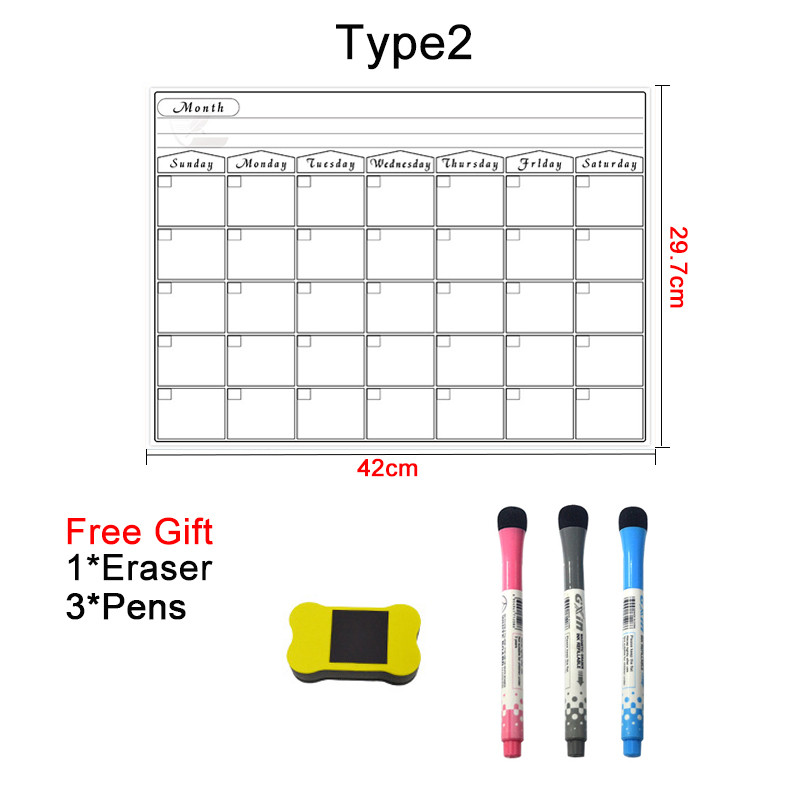 A3 Dry Erase Magnetski Mjesečni Tjedni Planer Kalendar Markeri Hladnjak Bijela Ploča, Izbrisiv Magnet Dnevni Memorandum Naljepnica Hladnjak