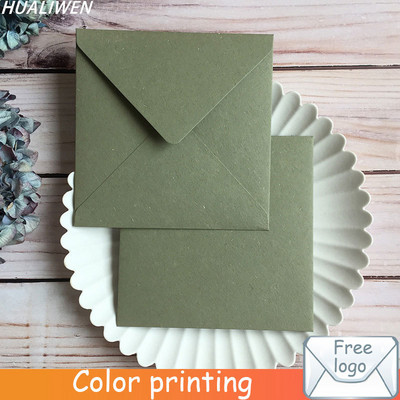 Персонализирана земна хартия Винтидж зелен плик 16 см X 16 см Плик за подарък Покана за сватба Плик Плик за пощенска картичка
