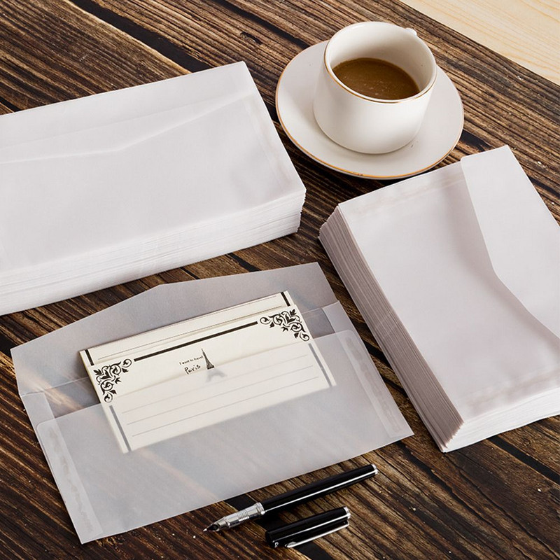 10PCS/Lot Kvadratni pravokutni papirnate omotnice Poluprozirne papirnate omotnice sumporne kiseline DIY Pakiranje kartica Pribor za pisanje