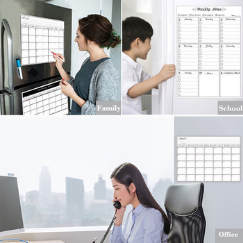 Седмичен календар с размер A3, магнитни стикери за хладилник, меню, календар, маркер за сухо изтриване, бяла дъска, табло за съобщения
