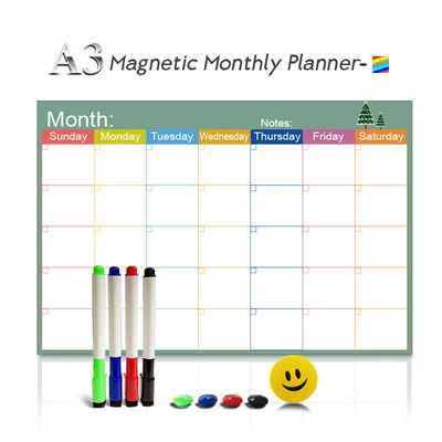 12 stilių magnetinė mėnesio ir savaitės planavimo lenta Šaldytuvo magnetas Lankstus pranešimų brėžinys Šaldytuvo skelbimų lenta