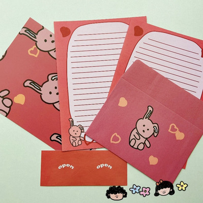 4 buc/set coreean drăguț urs iepure plic set de hârtie de scris pentru cupluri prieteni urări de zi de naștere scrisoare cadou romantic de papetărie