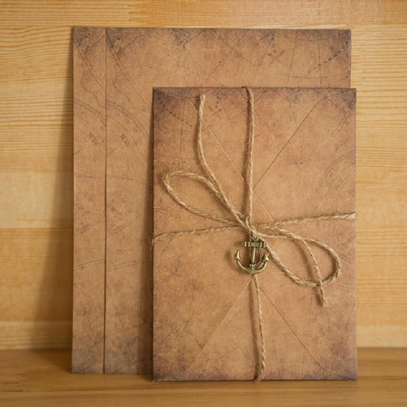 2 set de plicuri A5 kraft retro, scris de mână, scris de dragoste, conținut de papetărie, invitații, felicitare de nuntă, antet, petrecere, 16*11 cm