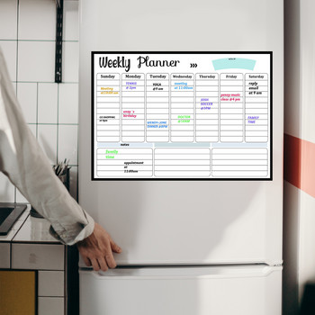 Магнитен календар със сухо изтриване Бяла дъска Магнит за хладилник Гъвкави стикери за ежедневни съобщения за месечен органайзер Планер за график