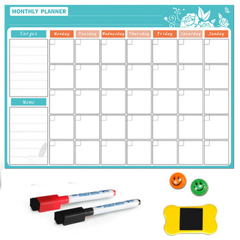 Магнитна дъска с размер A3, месечен календар, бяла дъска със сухо изтриване, чертеж за кухня, домашен хладилник, хладилник, седмично ренде