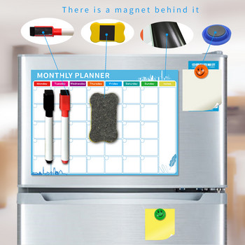 Μηνιαίο ημερολόγιο μαγνητικής σανίδας μεγέθους Α3, ασπροπίνακας ξηρής διαγραφής Σχέδιο για κουζίνα οικιακό ψυγείο Ψυγείο Εβδομαδιαία πλάνη