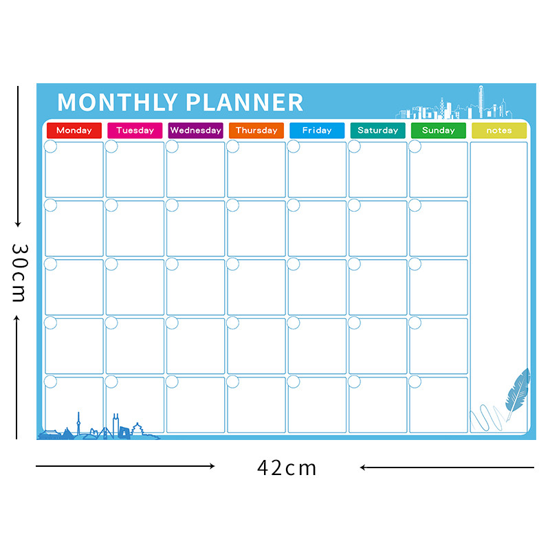 A3 dydžio magnetinė lenta Mėnesio kalendorius, Sauso ištrynimo lentos brėžinys Virtuvei Namų šaldytuvas Šaldytuvas Savaitinis oblius