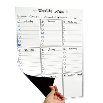 Магнит с размер A3 Седмичен месечен календар Календар Таблица за сухо изтриване Календар Бяла дъска Графици Стикер за хладилник Табло за съобщения