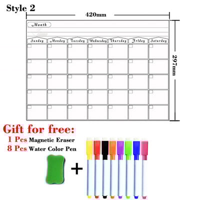 A3 dydžio magnetas Savaitinis mėnesinis planuotojas Kalendoriaus lentelė Sausas ištrinti Kalendoriaus lenta Tvarkaraščiai Šaldytuvo lipdukai Pranešimų lenta