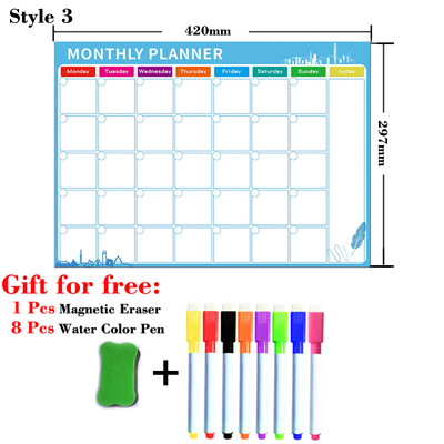 A3 dydžio magnetas Savaitinis mėnesinis planuotojas Kalendoriaus lentelė Sausas ištrinti Kalendoriaus lenta Tvarkaraščiai Šaldytuvo lipdukai Pranešimų lenta
