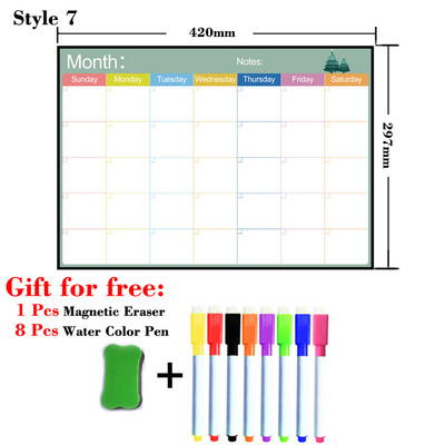 A3 dydžio magnetas Savaitinis mėnesinis planuotojas Kalendoriaus lentelė Sausas ištrinti Kalendoriaus lenta Tvarkaraščiai Šaldytuvo lipdukai Pranešimų lenta