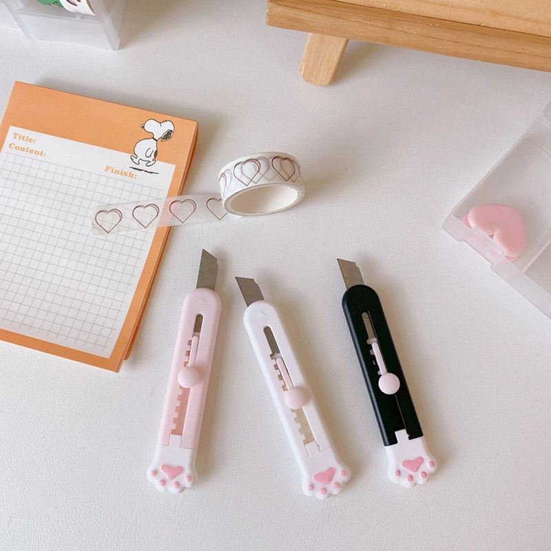 Mini Cat Paw Knife Cute Stationery Utility Μαχαίρι Τσέπη Πτυσσόμενο χάρτινο κουτί Κόφτης Papeleria Letter Opener Σχολικά προμήθειες