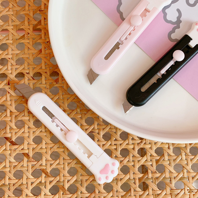 Mini Cat Paw Knife Cute Stationery Utility Μαχαίρι Τσέπη Πτυσσόμενο χάρτινο κουτί Κόφτης Papeleria Letter Opener Σχολικά προμήθειες