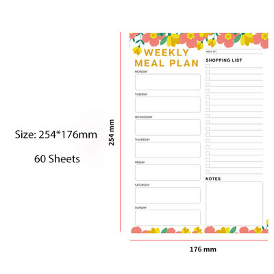 Hladnjak za obroke Magnetska usisna naljepnica Uklonjiva naljepnica Tjedni planer Ljepljivi popis Bilježnica Bilježnica Fitness meni List sa zdravim receptima