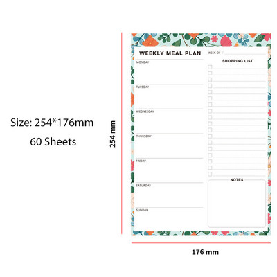Hladnjak za obroke Magnetska usisna naljepnica Uklonjiva naljepnica Tjedni planer Ljepljivi popis Bilježnica Bilježnica Fitness meni List sa zdravim receptima