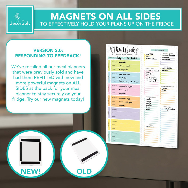 Hladnjak za obroke Magnetska usisna naljepnica Uklonjiva naljepnica Tjedni planer Ljepljivi popis Bilježnica Bilježnica Fitness meni List sa zdravim receptima