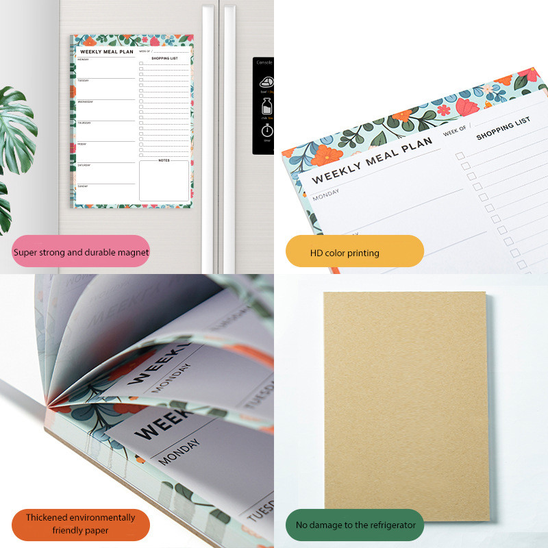 Hladnjak za obroke Magnetska usisna naljepnica Uklonjiva naljepnica Tjedni planer Ljepljivi popis Bilježnica Bilježnica Fitness meni List sa zdravim receptima