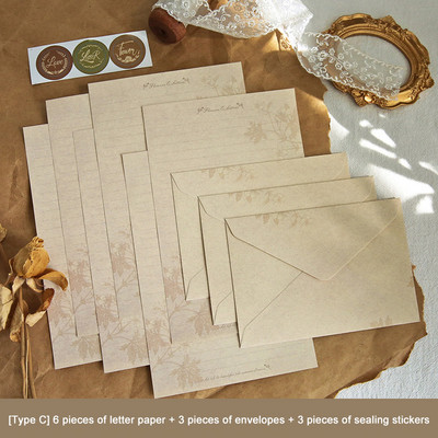 JIANWU Vintage podebljana književna umjetnička omotnica Set papira za pisma Cvjetna ispovijest Ljubavno pismo Omotnica Zaglavlja pisama