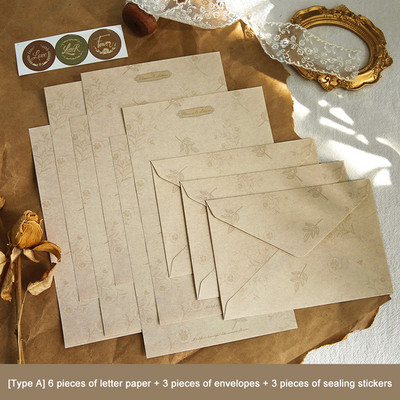 JIANWU Vintage podebljana književna umjetnička omotnica Set papira za pisma Cvjetna ispovijest Ljubavno pismo Omotnica Zaglavlja pisama