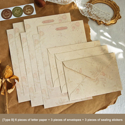 JIANWU Vintage podebljana književna umjetnička omotnica Set papira za pisma Cvjetna ispovijest Ljubavno pismo Omotnica Zaglavlja pisama