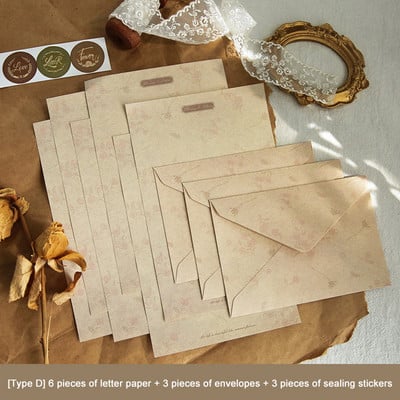 JIANWU Vintage podebljana književna umjetnička omotnica Set papira za pisma Cvjetna ispovijest Ljubavno pismo Omotnica Zaglavlja pisama