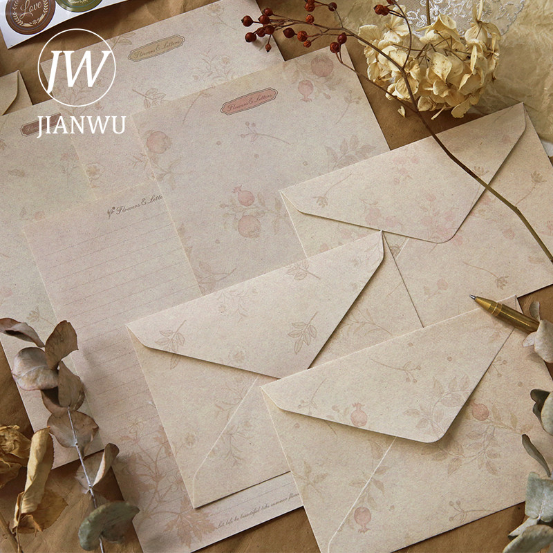 JIANWU Vintage podebljana književna umjetnička omotnica Set papira za pisma Cvjetna ispovijest Ljubavno pismo Omotnica Zaglavlja pisama