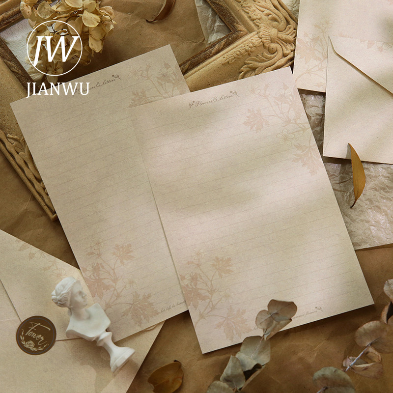 JIANWU Vintage podebljana književna umjetnička omotnica Set papira za pisma Cvjetna ispovijest Ljubavno pismo Omotnica Zaglavlja pisama