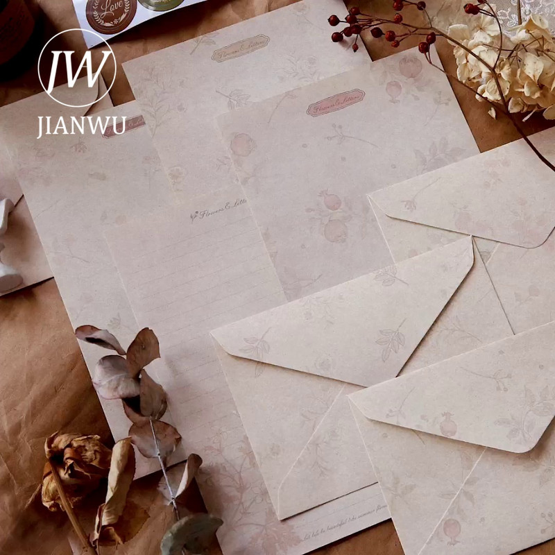 JIANWU Vintage podebljana književna umjetnička omotnica Set papira za pisma Cvjetna ispovijest Ljubavno pismo Omotnica Zaglavlja pisama