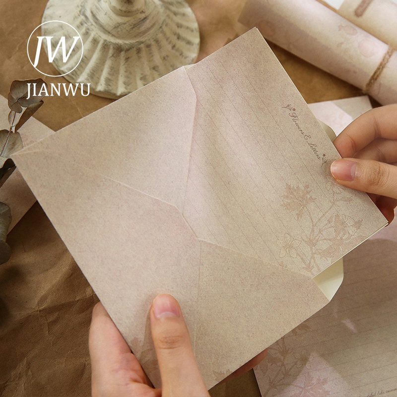 JIANWU Vintage podebljana književna umjetnička omotnica Set papira za pisma Cvjetna ispovijest Ljubavno pismo Omotnica Zaglavlja pisama
