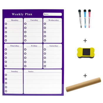 График за месечно планиране Подложка за лепкави бележки с гумичка за маркери Самозалепваща дъска със списък със задачи за домашна врата на хладилника