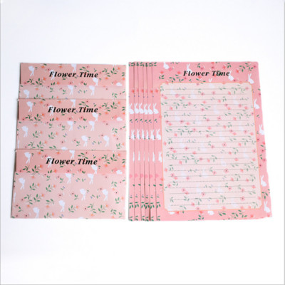 Levélkészlet Papír Virág Kis borítékok Carta Da Lettera Coniglio Kreatív Nyúl Állat Retro Rajzfilm Kis boríték 6+3