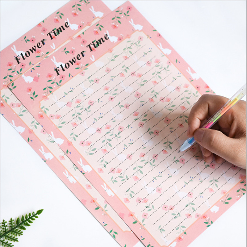 Levélkészlet Papír Virág Kis borítékok Carta Da Lettera Coniglio Kreatív Nyúl Állat Retro Rajzfilm Kis boríték 6+3