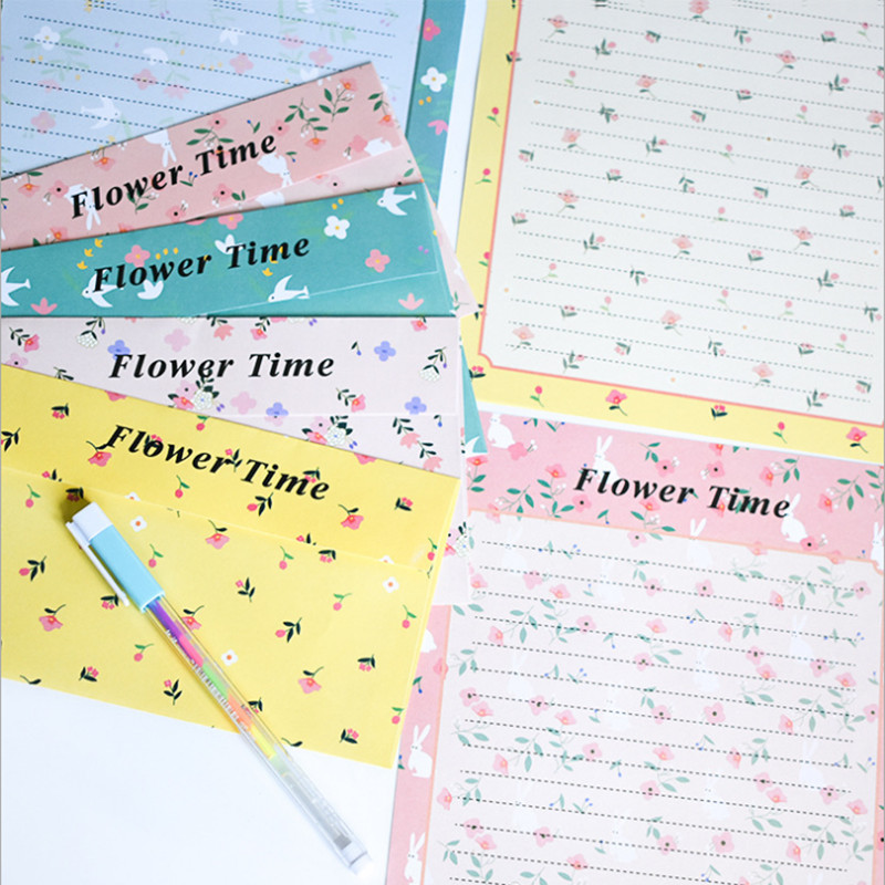 Levélkészlet Papír Virág Kis borítékok Carta Da Lettera Coniglio Kreatív Nyúl Állat Retro Rajzfilm Kis boríték 6+3