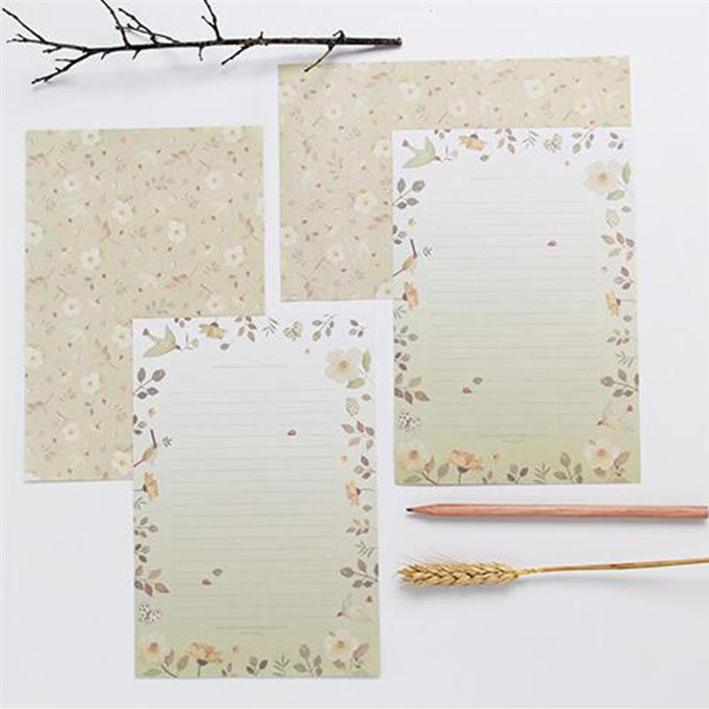 5 kompleta/45 komada omotnica s cvjetnim ispisom i papira za pisma, lijepih omotnica za pisanje, komplet školskih papirnica za školu