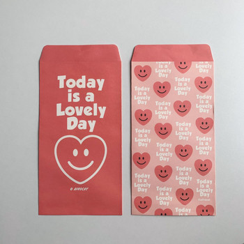 2 бр. Сладка маргаритка с усмихнато лице Плик с корейски Ins Vintage Cartoon Bear Love Покана с ярък цвят Подарък Червени пликове Хартиена торба