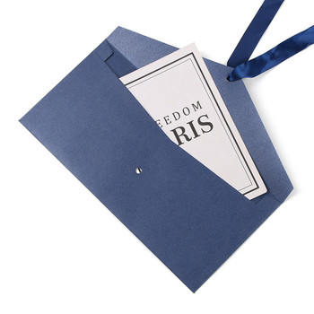10 бр./компл. Творчески плик с лък Ретро чанти за поздравителни картички Многоцветен перлен хартиен плик Лента Поща за сватбени покани