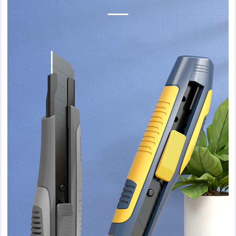 DELI TD502 1BUC 2 Culori Blocare automată Carcasă din plastic Cuțit utilitar retractabil Office Home Art Cuțit pentru tăiere hârtie Cuțit pentru tapet