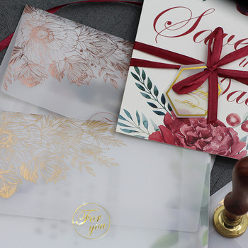 10 бр./лот бронзиращи прозрачни пликове от розово злато, пликове от лакмусова хартия за сватбени покани за бизнес употреба