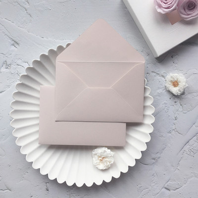 Cusotm Nude Pink ümbrikud Luksuslikud Jaapani marli paberist pulmakutse ümbrikud 10,5x15,5 cm