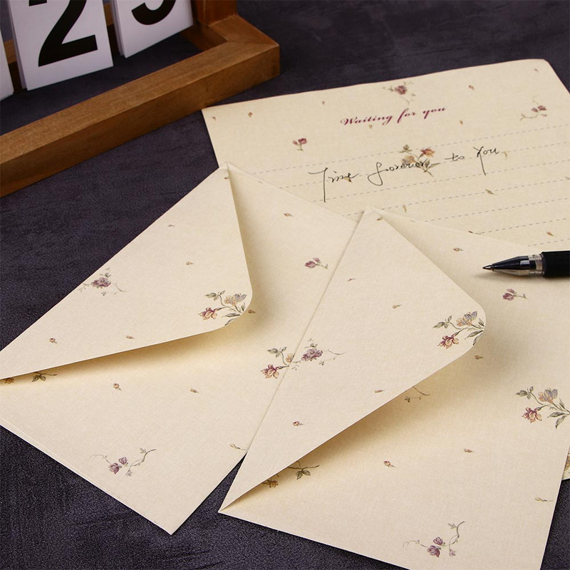 10 buc. Plicuri florale elegante Hârtie de scrisori Hârtie de scris proaspătă Papetarie Invitație de vacanță de Ziua Îndrăgostiților