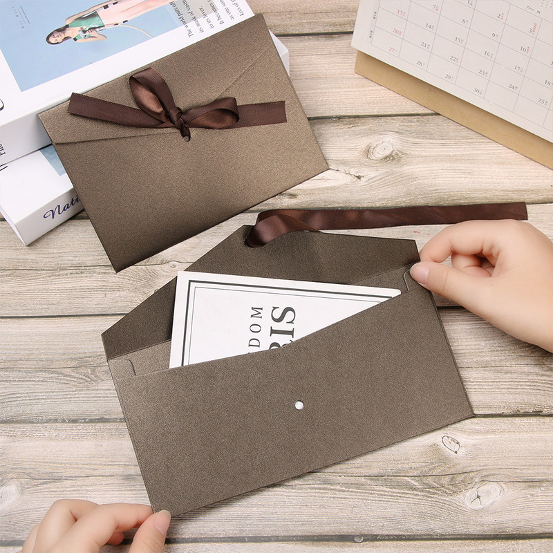 Φάκελος Μαργαριταρένιο χαρτί Φιόγκος Παχιά Κορδέλα Ρετρό Δημιουργικό Χρώμα Χαρτικά Προσκεκλημένο Δώρο Γάμου Ευχετήρια κάρτα Τσάντες Δώρο