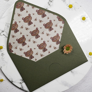 5 kom/set Avocado Green Series Vintage omotnice Pozivnice za vjenčanje s tiskanom podstavom Kuverte Pozivnice Stacionarne