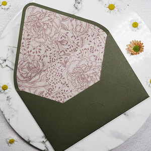 5 kom/set Avocado Green Series Vintage omotnice Pozivnice za vjenčanje s tiskanom podstavom Kuverte Pozivnice Stacionarne