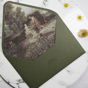 5 kom/set Avocado Green Series Vintage omotnice Pozivnice za vjenčanje s tiskanom podstavom Kuverte Pozivnice Stacionarne