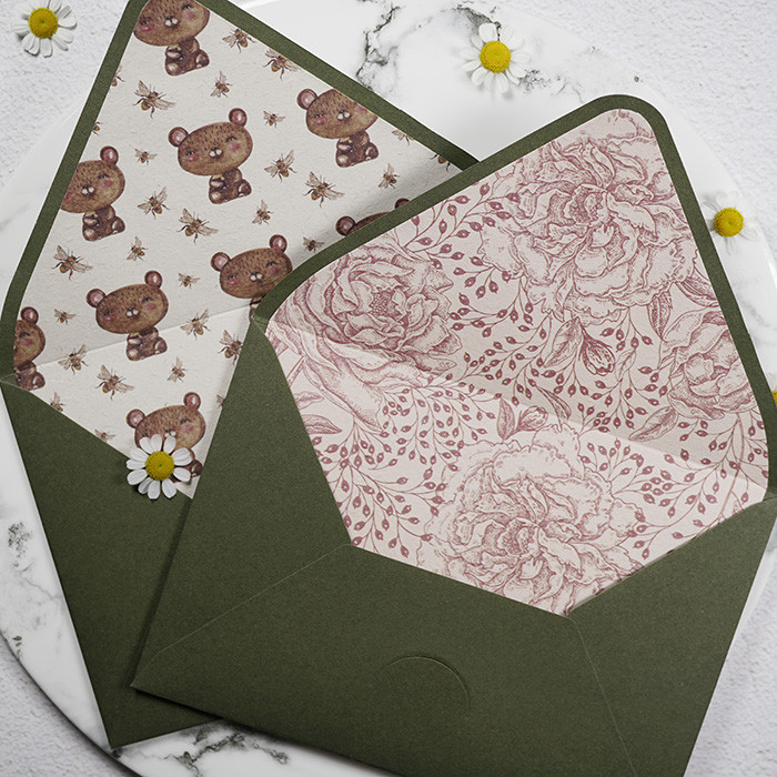 5 kom/set Avocado Green Series Vintage omotnice Pozivnice za vjenčanje s tiskanom podstavom Kuverte Pozivnice Stacionarne