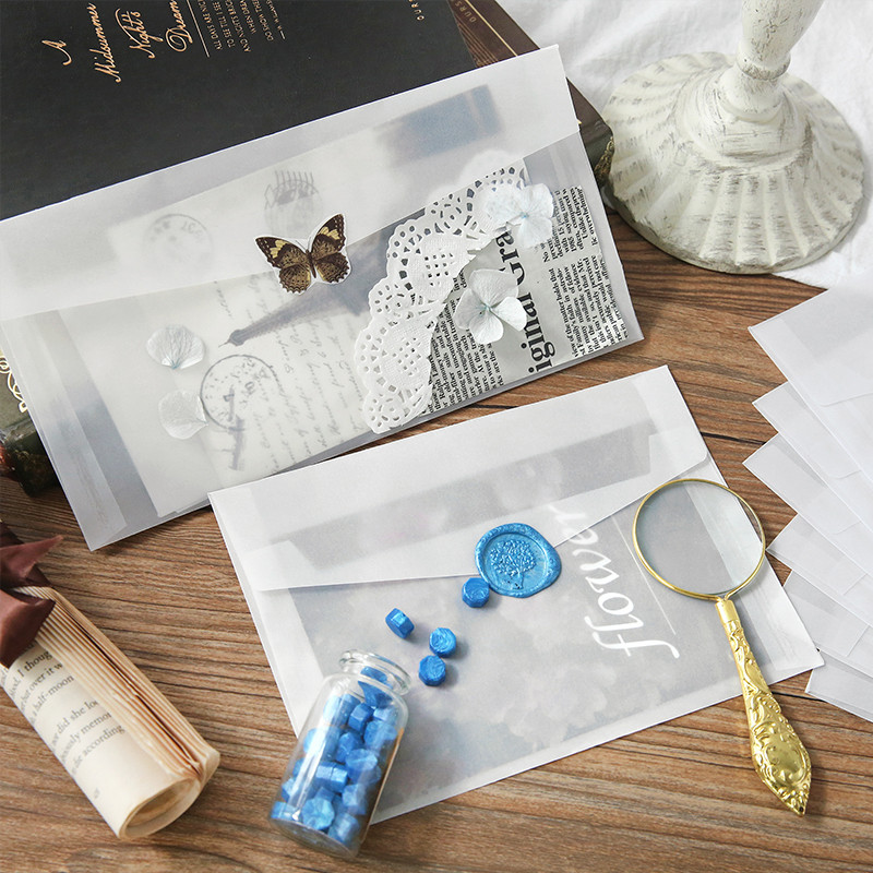 10db Ins áttetsző matt boríték Kawaii írószer party Esküvői Meghívó Képeslap Tárolótáska Levélpapír Borító Iroda