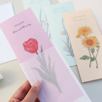6 τεμ./συσκευασία Ins Λουλούδια Ημιδιαφανείς φάκελοι Kawaii Letter Pads Κορεατικά σταθερά DIY Προσκλητήρια Γάμου Γραφείο