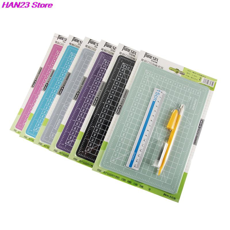 Nova 3 kom/set A5 podloga za rezanje Set noževa za rezbarenje za ručne diy trake s naljepnicama Jastučići za rezanje Alati za časopise Pribor za pisanje