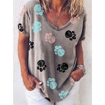 Retro sieviešu T krekls Anime Cat Graphic Meiteņu apģērbi Vasaras V veida kakla izgriezuma Tīkli ar īsām piedurknēm Sieviešu Harajuku Streetwear Liela izmēra blūze