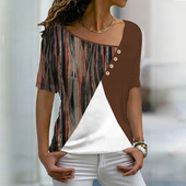 Γυναικείο μπλουζάκι μπλουζάκι με ριγέ στάμπα μπλούζες με απλούς ανέμους casual κοντό μανίκι Υπερμεγέθη ρούχα Harajuku Γυναικεία μόδα Νέα μπλουζάκια